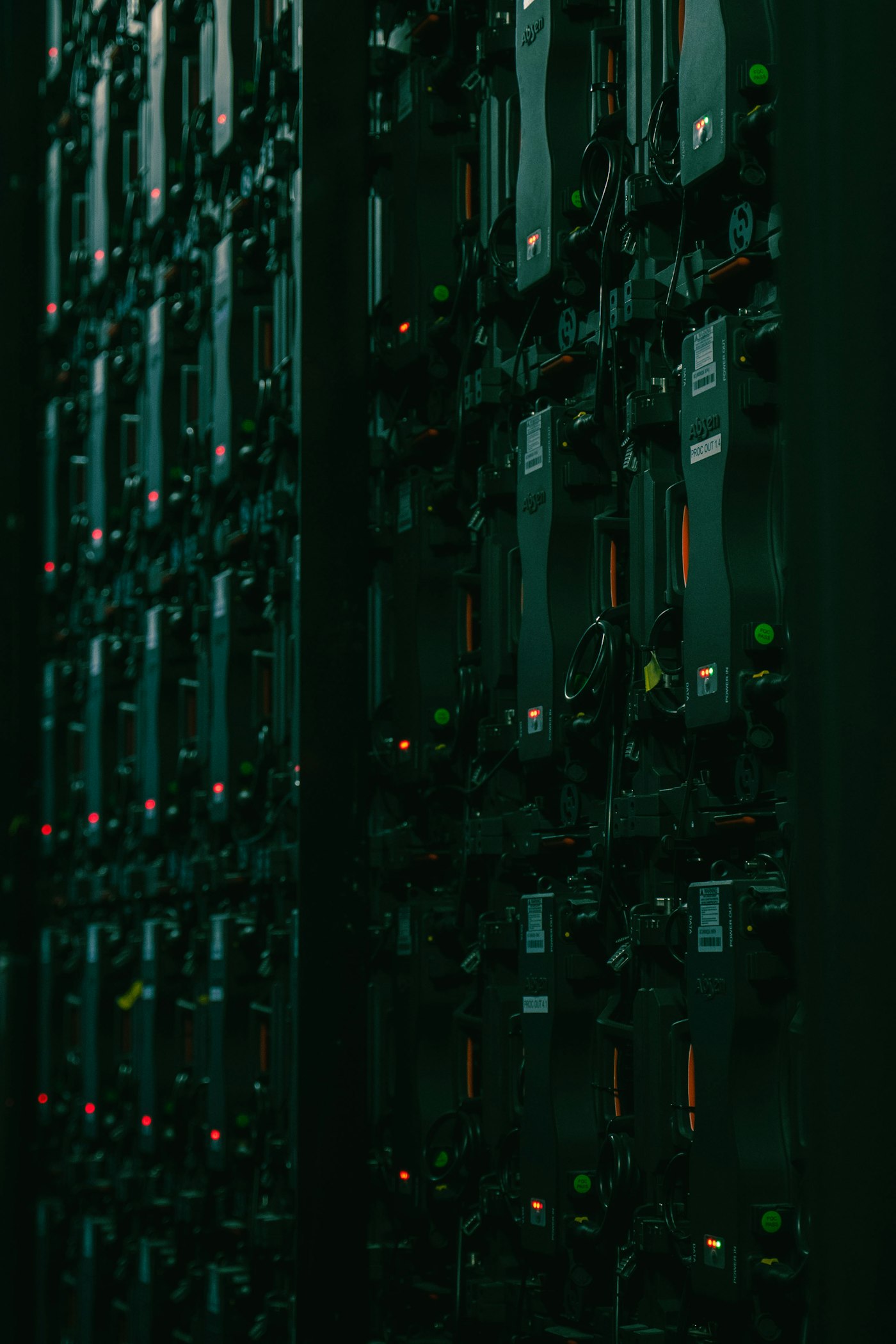Data center hardware close-up